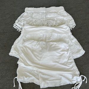 WOMENS 3 WHITE COVER UP SHORTS